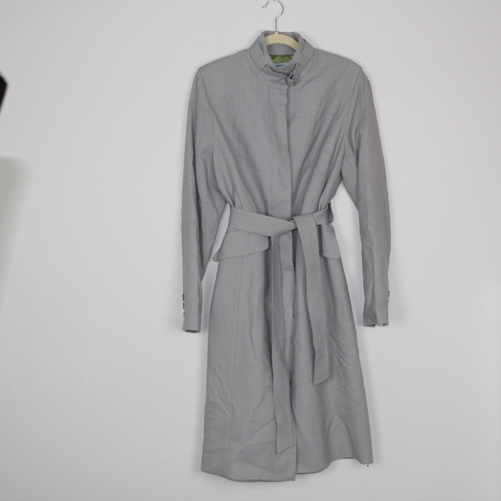 Gene Meyer Gray Long Coat with Green Lining